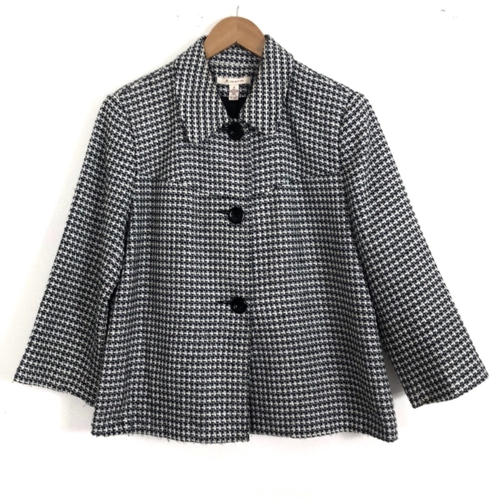 JM Collection black/white button blazer sz 8 - Picture 1 of 3